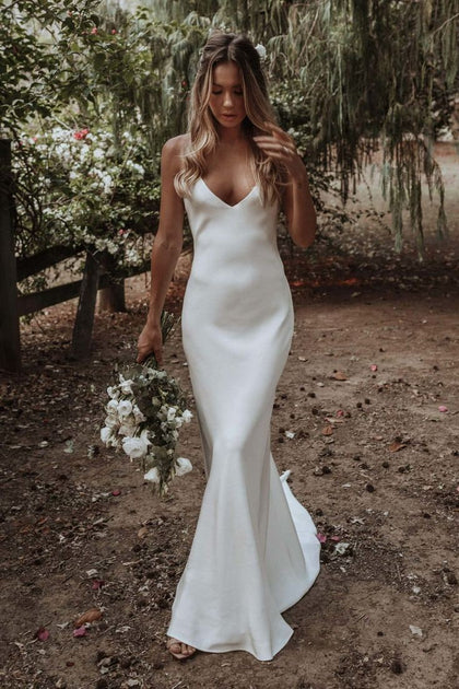 2020 Mermaid Satin Bride Dresses with Stones Belt from NarsBridal  Mermaid wedding  dress, Strapless wedding dress, Simple bridal gowns