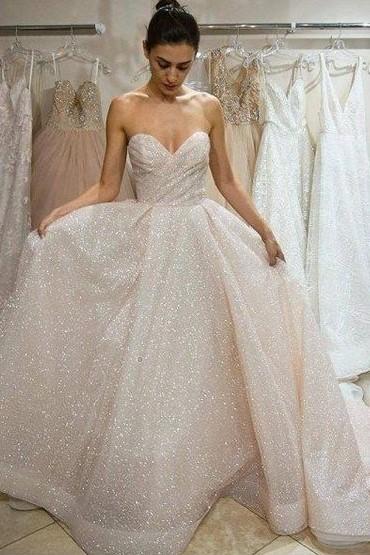 ruching-sweetheart-sequin-wedding-dress-with-long-train