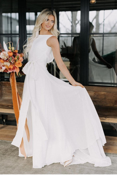 Casual Backyard Wedding Dresses with Irregular Skirt – NarsBridal